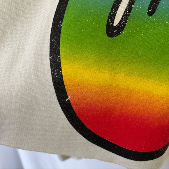 ❤️NWT intermix madeworn cropped rolling stones graphic sweatshirt in ivory - Picture 10 of 12